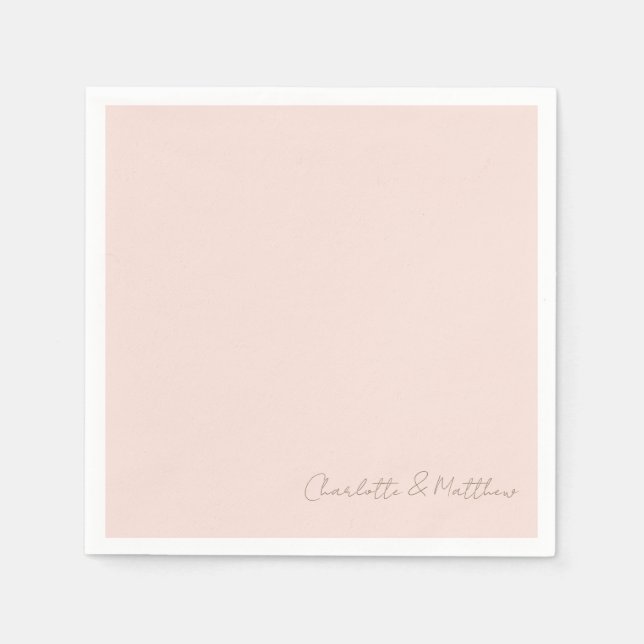Blush-Script-Namen für Hochzeitcocktail Serviette (Vorderseite)
