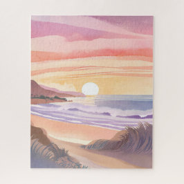 Blush Sea Sonnenuntergang | Wasserfarbenmalerei am