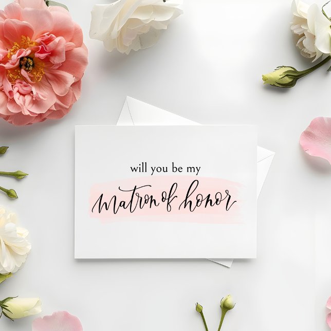 Blush Serez-vous ma carte de proposition du chef d (Matron of Honor Proposal Card | Watercolor & Calligraphy design | Sweet/Chic Way to Pop the question)