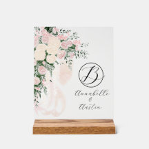 Blush Sheer Bow Rose Bouquet-Monogrammé