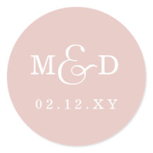 Blush Simple Modern Monogram Wedding