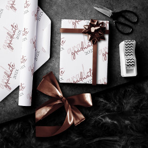 Blush-Skript Klassischer Rosa Pinsel in Weiß Geschenkpapier