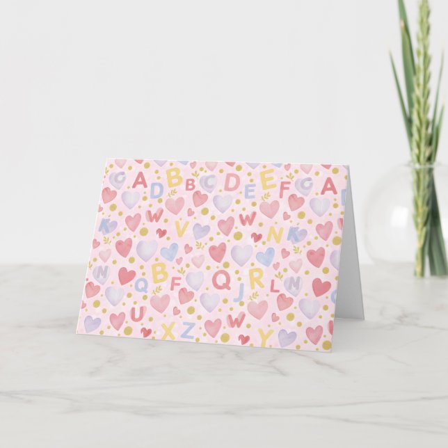 Blush Sky ABC & Watercolor Hearts Karte (Vorderseite)