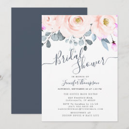 Blush & Smoky Navy Brautparty Einladung