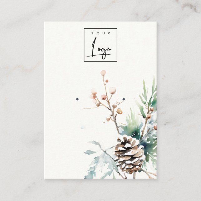 Blush Snow Winter Berries Logo Ohrwurfhalter Visitenkarte (Vorderseite)