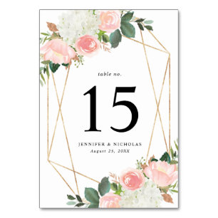 Blush Spring Floral   Personalisierte Hochzeit Tischnummer