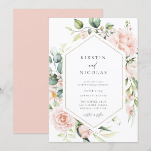 Blush Spring Floral Wedding Einladung