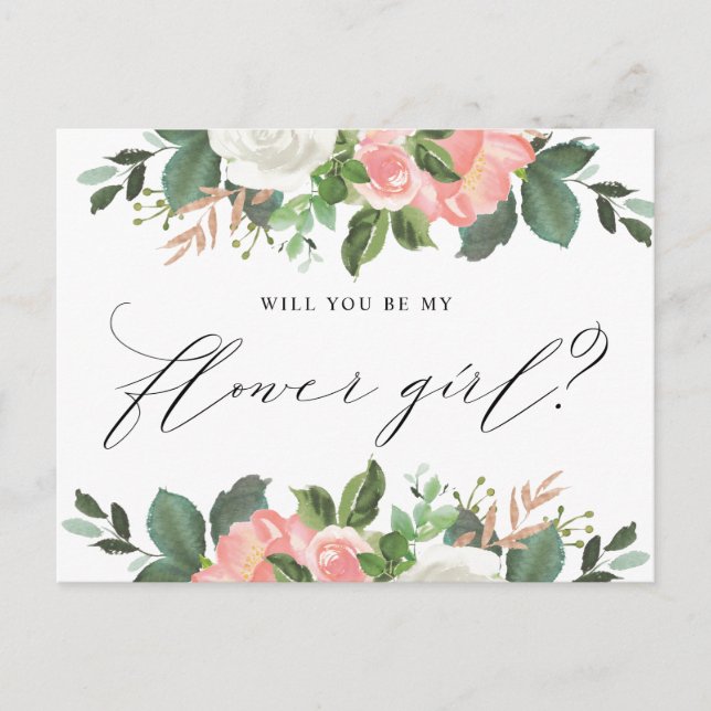 Blush Spring Floral wirst du mein Blumenmädchen se Postkarte (Vorderseite)
