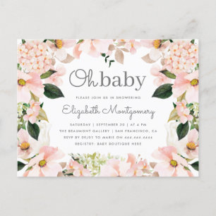Blush Spring Floral Wreath Oh Baby Dusche Einladungspostkarte