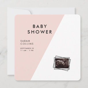 Blush Square abgerundete geometrische Babydusche Einladung