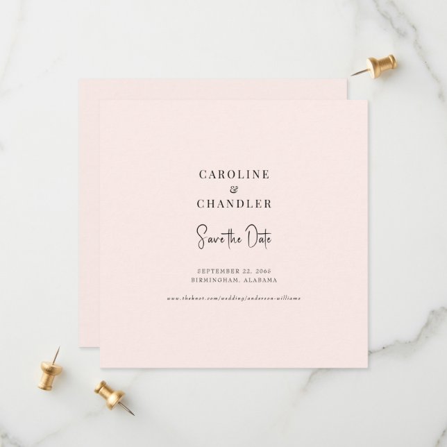 Blush Square Wedding Save the Date (Vorderseite/Rückseite Beispiel)