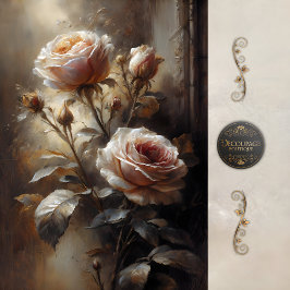 Blush Stillness Roses Decoupage Seidenpapier