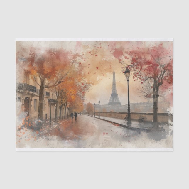 "Blush Street Paris" Wasserfarbendekoupage Seidenpapier (Vorderseite)