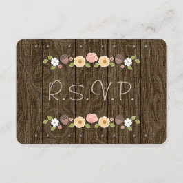 Blush String of Lights Acorn Rustic Wedding RSVP Karte