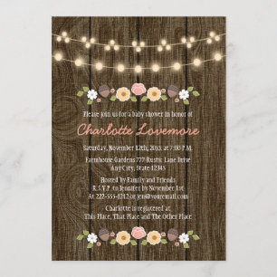 Blush String of Lights Fall Rustic Baby Shower Einladung
