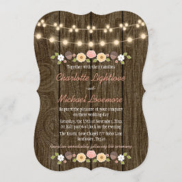 Blush String of Lights Fall Rustikale Acorn Hochze Einladung
