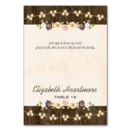 Blush String of Lights Fall Rustikale Zelt-Platzka Tischnummer
