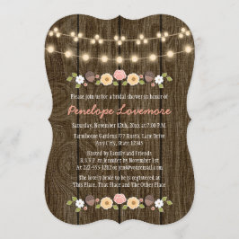 Blush String of Lights Fall Rustikales Brautparty Einladung