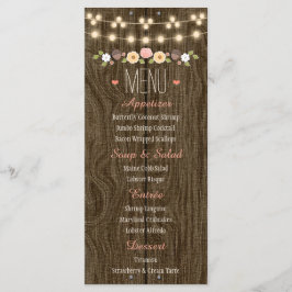 Blush String of Lights Rustic Hochzeit im Herbst M Menükarte