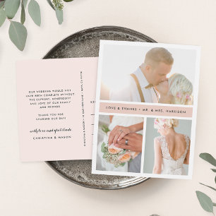 Blush Strip   Hochzeitsszenario Foto Vielen Dank Postkarte