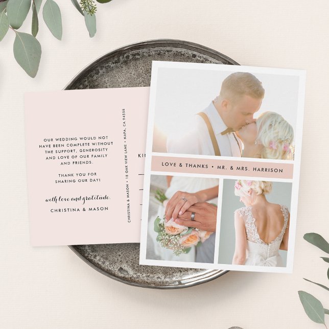 Blush Strip | Hochzeitsszenario Foto Vielen Dank Postkarte (Von Creator hochgeladen)