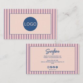 Blush Stripe Boutique Monogramm Visitenkarte