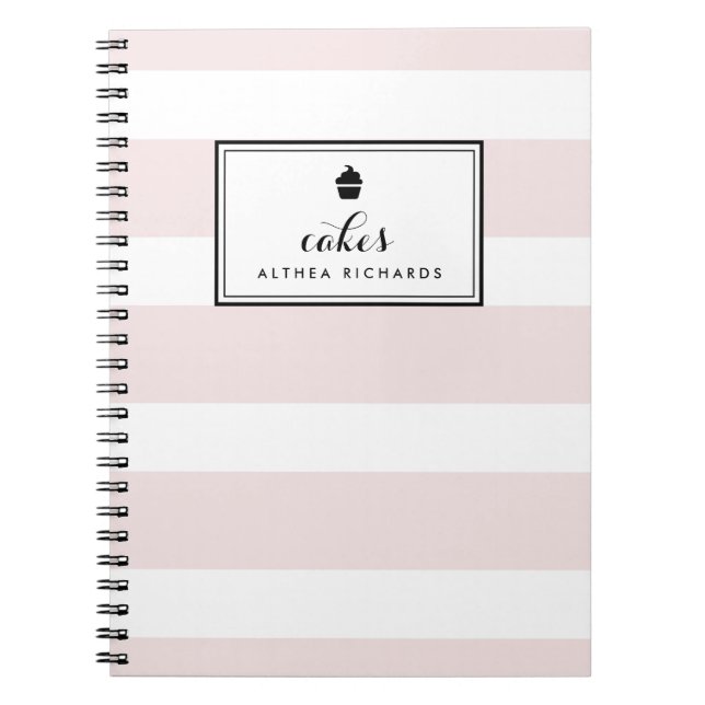 Blush Stripes Anpassbare Backen Rezept Notebook Notizblock (Vorderseite)