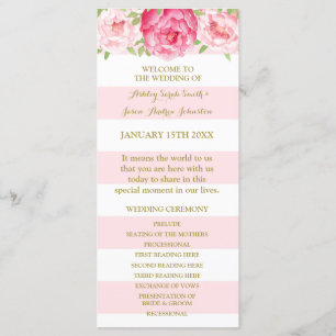 Blush Stripes Pink Watercolor Programme de mariage