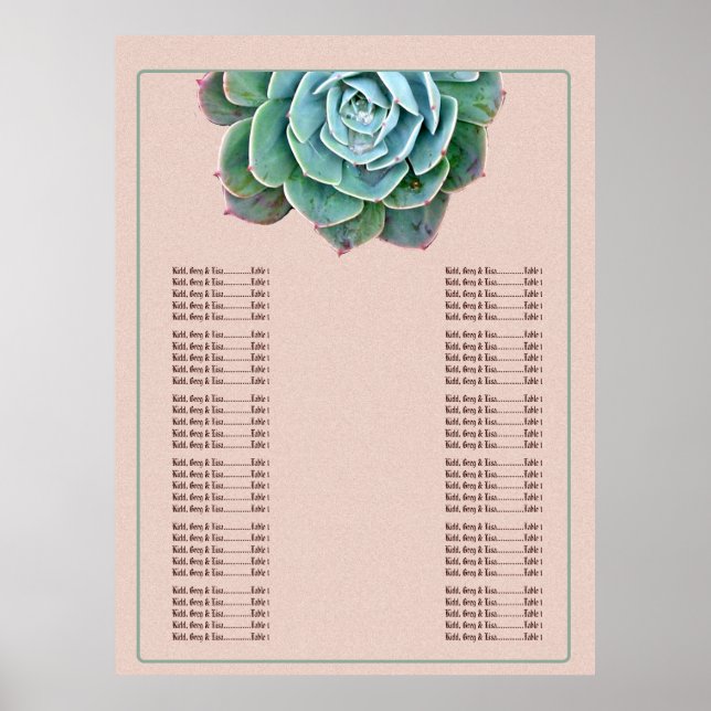 Blush Succulent Wedding Chart Poster (Vorne)