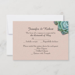 Blush Succulent Wedding Response Card RSVP Karte