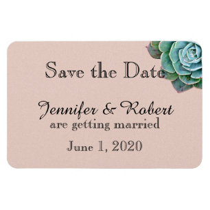 Blush Succulent Wedding Save the Date Magnet