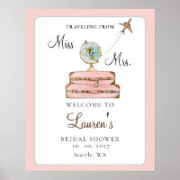 Blush Suitcases Miss zu Mrs. Brautparty willkommen