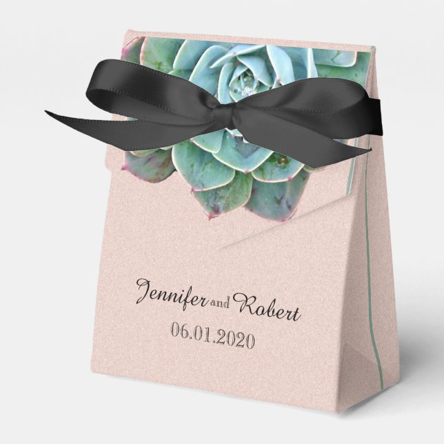 Blush Sukkuläre Gastgeschenk Hochzeit Geschenkschachtel (Vorderseite)