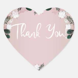 Blush Taupe Baumwolle Blumengrün Rustikale Hochzei Herz-Aufkleber