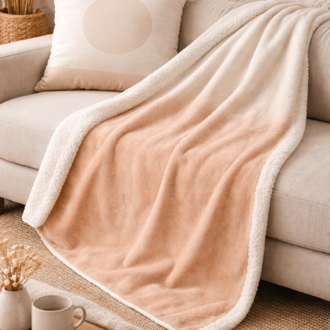 Blush Taupe Sky Fade Sherpa Blanket Sherpadecke (Ivory to blush gradient with cloud overlay for refined feminine spaces)