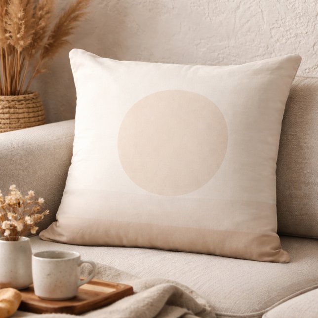 Blush Taupe Sun Glow Throw Pillow Kissen (Blush taupe sun circle accent for refined neutral living spaces)