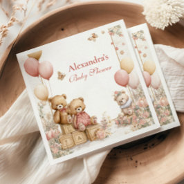 Blush Teddy Bear Baby Dusche Serviette