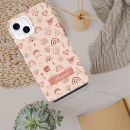 Blush | Terracotta Boho Heart Themed Pattern Name iPhone 14 Hülle
