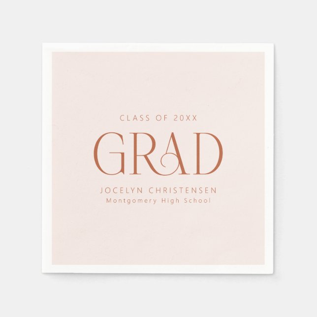 Blush Terracotta Custom Minimalistisch Grad Party Serviette (Vorderseite)