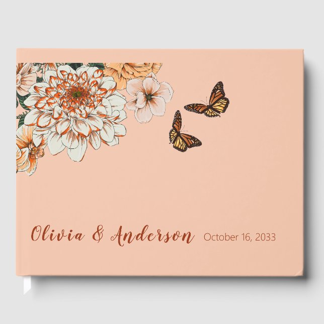 Blush Terracotta Herbsthochzeit Gästebuch (Vorderseite)