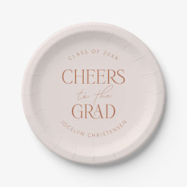 Blush Terracotta Personalisiert Cheers Grad Party Pappteller