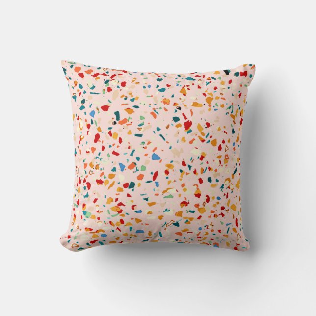 Blush Terrazzo | Rosa eklektische Fußketten | ABST Kissen (Vorderseite)
