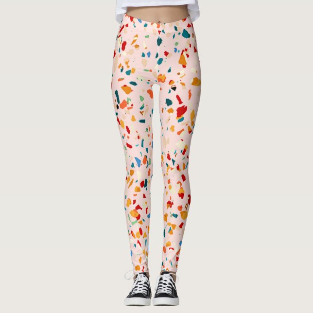 Blush Terrazzo | Rosa eklektische Fußketten | ABST Leggings (Vorderseite)