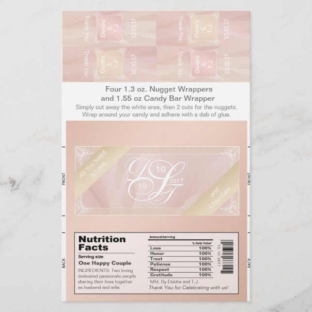 Blush Theme Candy Bar und Nugget Wrappers Flyer (Vorne)