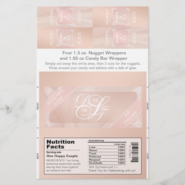 Blush Theme Candy Bar und Nugget Wrappers Flyer (Vorne)