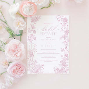 Blush Toile Brautparty Einladung Pink Floral Chi