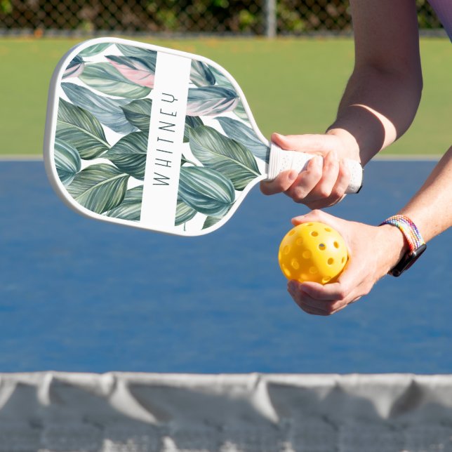 Blush Tropical Leaf Pickleball Schläger (InSitu)