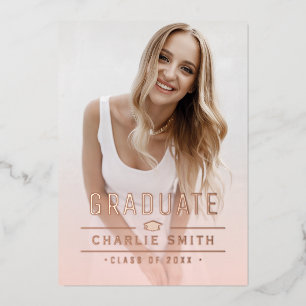 Blush-Typografie-Foto-Abschlussankündigungen Folieneinladung