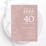 Blush Überraschung 40. Geburtstag Einladung<br><div class="desc">Rosa und weiße Überraschung 40. Geburtstag Einladung. Modernes feminines Design mit botanischen Akzenten und typografischem Script-Schriftart. Elegante florale Einladungskarte perfekt für eine stilvolle weibliche Überraschung am Tag. Gedruckte Zazzle Einladungen oder Sofortdownload digitalen druckbaren Vorlage.</div>