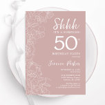 Blush Überraschung 50. Geburtstag Einladung<br><div class="desc">Rosa und weiße Überraschung 50. Geburtstagseinladung. Modernes feminines Design mit botanischen Akzenten und typografischem Script-Schriftart. Elegante florale Einladungskarte perfekt für eine stilvolle weibliche Überraschung am Tag. Gedruckte Zazzle Einladungen oder Sofortdownload digitalen druckbaren Vorlage.</div>